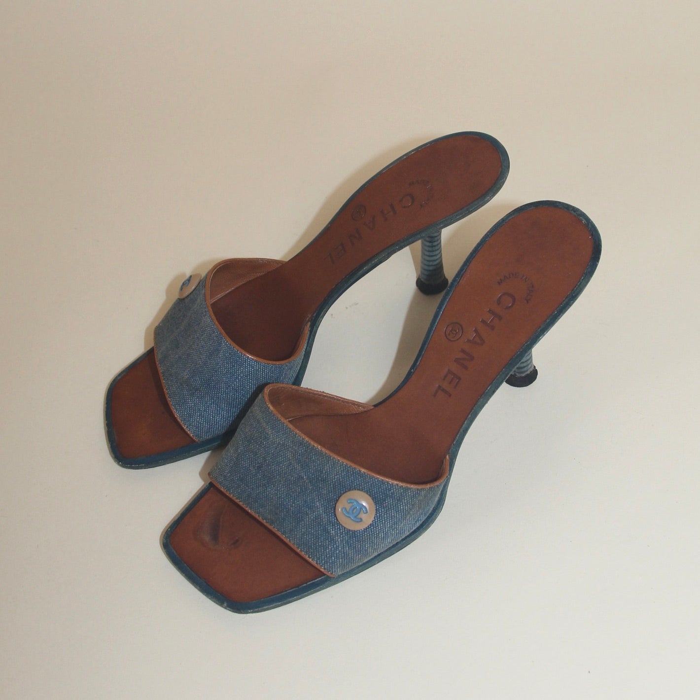 CHANEL VINTAGE DENIM MULES